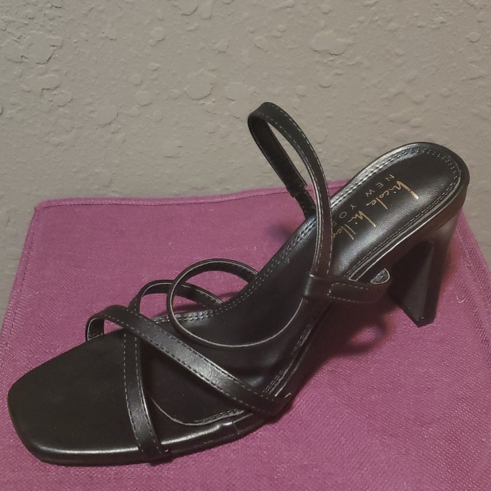 NEW NICOLE MILLER black strappy heels